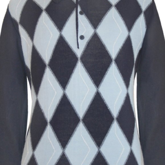 Argyle Polo Neck Pullover. Made in Peru - Picture 4 of 7